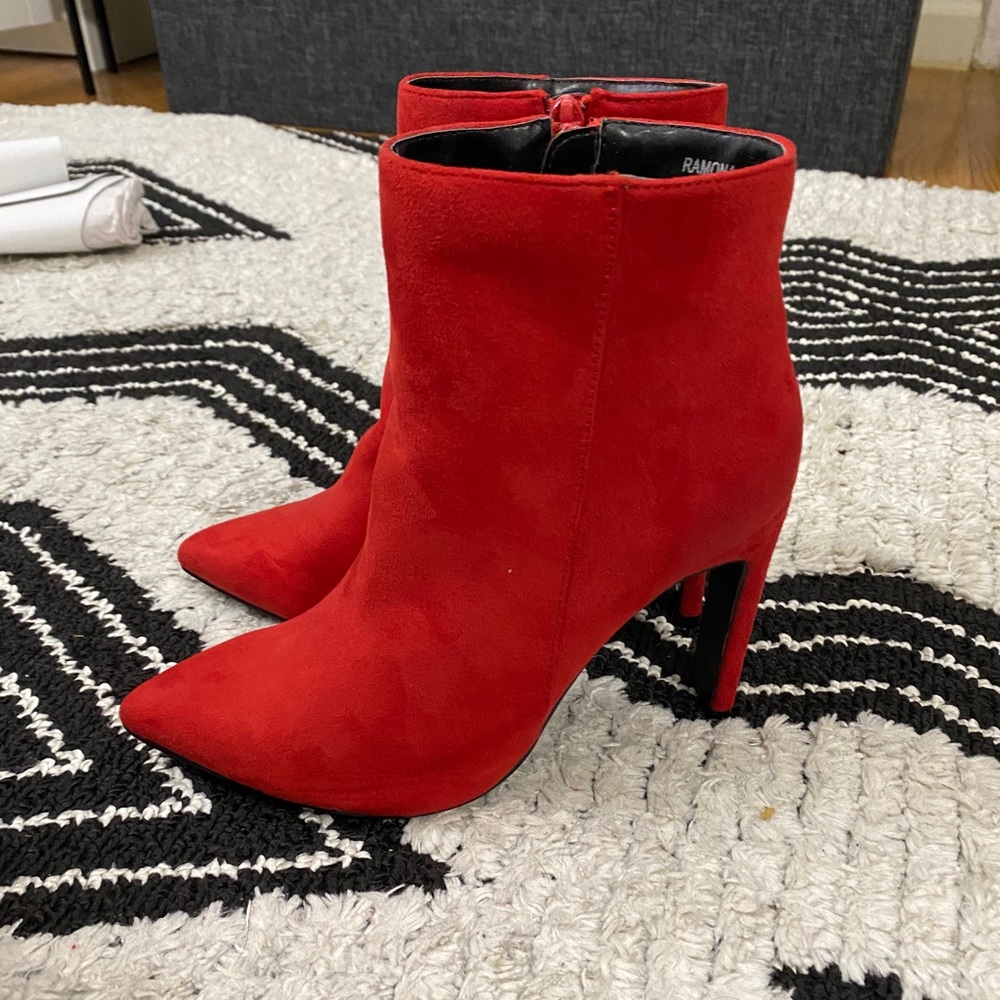 Suede red booties
